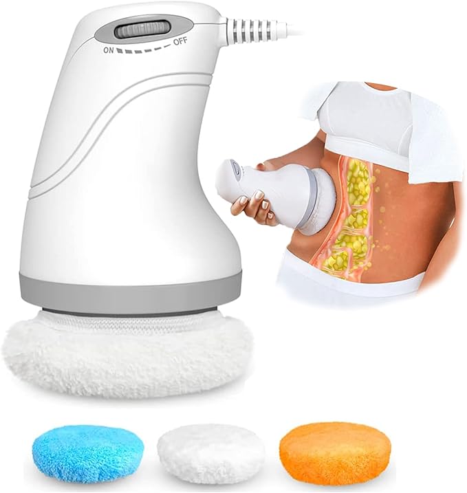 Body Sculpting Machine Electric Cellulite Massager 3 Pads Handheld Full Body Massage Machine for Back/Abdomen/Butt/Leg/Arms Deep Massage Relax with Rotaion Vibration Body SPA (White)