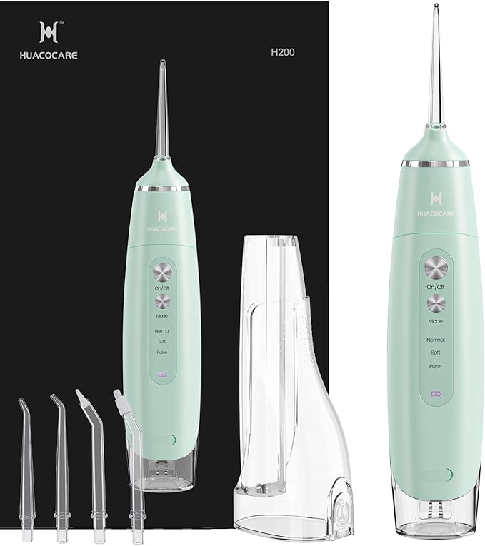 Water Flosser Equipped with Two Water Tanks for Home and Travel3 Modes Dental Oral IrrigatorPortableIPX7 WaterproofPowerful Battery Life Water Dental Flossers for Teeth (Light Green)