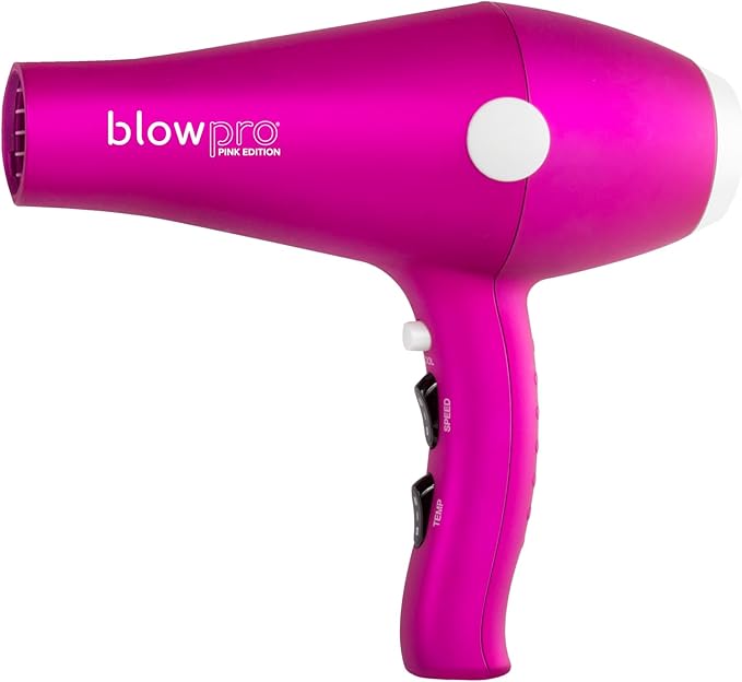 blowpro Pink Edition Dryer Titanium Technology speeds up Drying Time Non-Slip Grip 3 Speed &amp Temp Settings Removable Filter 1875 Wattage Comes with Concentrator!