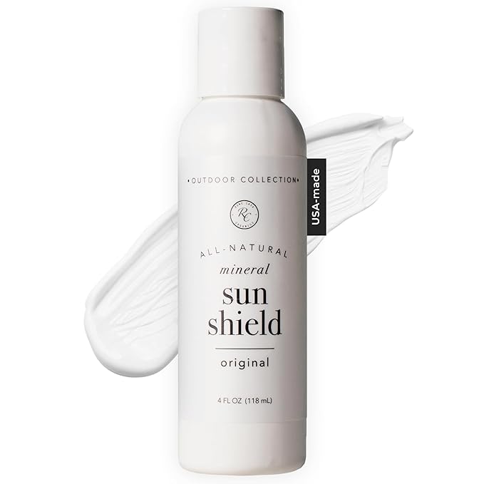 Rowe Casa Organics Untinted Mineral Sun Shield with Non-Nano Zinc Oxide Titanium Dioxide &amp Vitamin C – Mineral Sunscreen for Face &amp Body – Gentle for All Skin Types 4 Fl Oz
