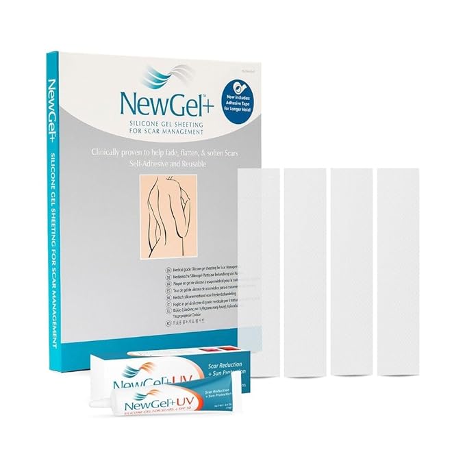 NewGel Plus by MyNewGel Day &amp Night Sun Defense Bundle UV Scar Protection Gel for Day + Ultra Thick Silicone Sheeting (CLEAR) for Night All Day Treatment