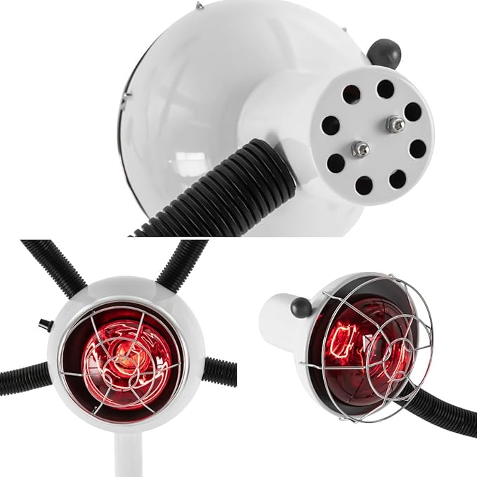 Infrared Heat Lamp Salon 750W 5 Head Heat Lamp for Hair Salon Professional Standing Adjusting Height Infrared Lamp Hair Dryer 5 Heads Infrared Salon Heat Lamp with Flexible Arms &amp Rolling Base