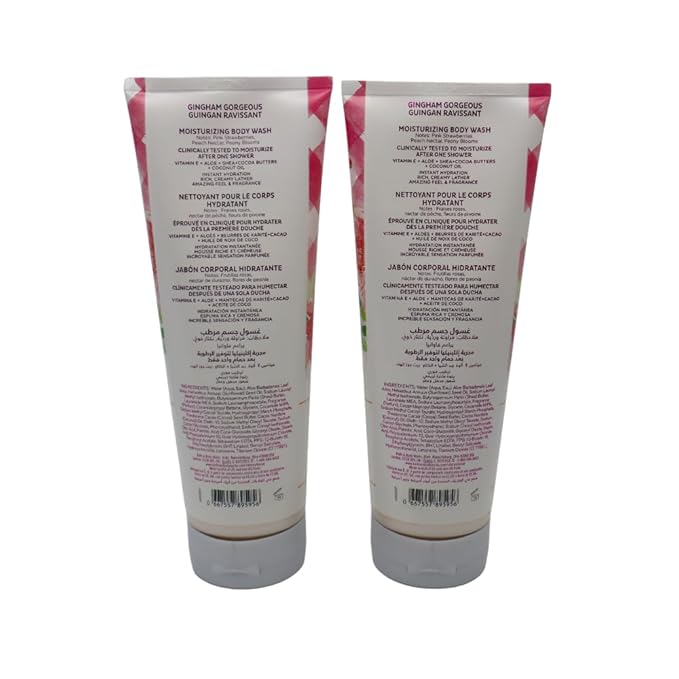 Bath &amp Body Works GINGHAM GORGEOUS Moisturizing Body Wash 2-piece Gift Set with a Red Bow for Holiday - 10 fl oz each