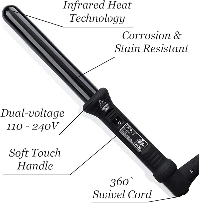 L'ANGE HAIR Ondulé 25 MM Ceramic Curling Wand | Professional Hot Tools Curling Iron 1 Inch | Salon Hair Styling Wands for Beach Waves | Best Hair Curler Wand for Frizz-Free Lasting Curls