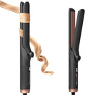 Hahahope Hair Straightener and Curler 2-in-1 360° Airflow Styler Curling Iron 1.25 Inch Curling Wand 20 Million Negative Ion Hair Care 5 Temps &amp Auto Off Dual Voltage (Black)