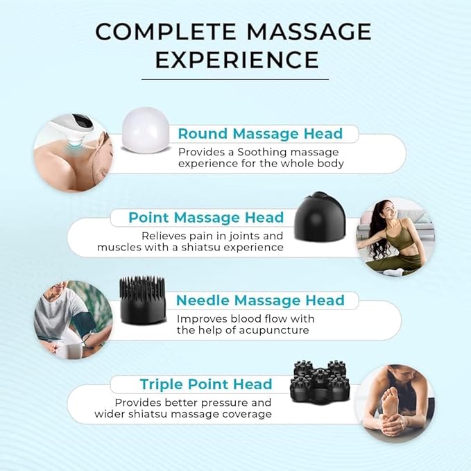 Generic Stream Pro Cordless Full Body Massager Machine for Pain Relief with 4 Attachments - Electric Back Massager for Pain Relief with 4000 mAh Battery (Grey &amp Black)