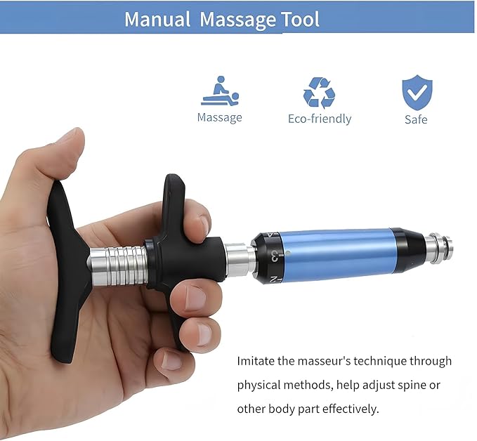 Brrnoo 6 Levels Manual Chiropractic Spine Adjusting Corrector Tool Adjust Vertebration Cervical Force Spine Massager with 4 HeadManual Chiropractic Tool Spine Correction Gun