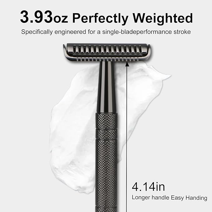 Black Stainless Steel Safety Razor with Extra 50 Safety Razor Blades