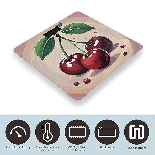 Cherry Fruit Scale for Body Weight Digital Bathroom Scale Toughened Glass High Precision Scales for Body Weight with Large LCD Backlight Display Weight Scales