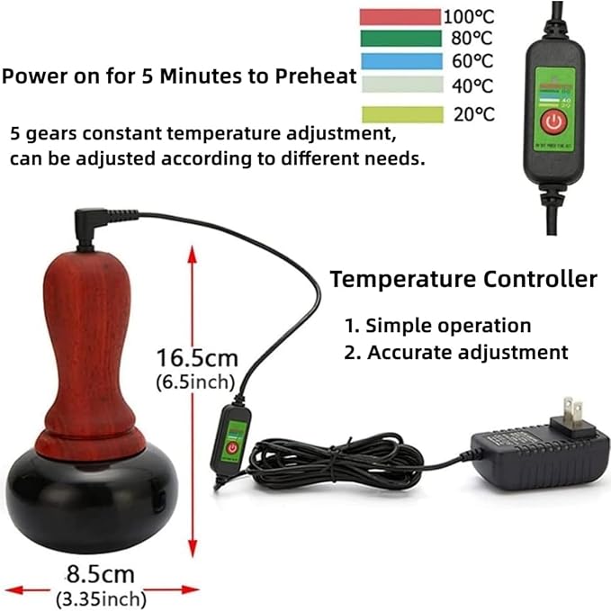Hot Stones for Massage Electric Body Massager with Temperature Control Natural Bian Stone Gua Sha Scraping Massager for Home SPA Relaxation Treatment Pain Relief