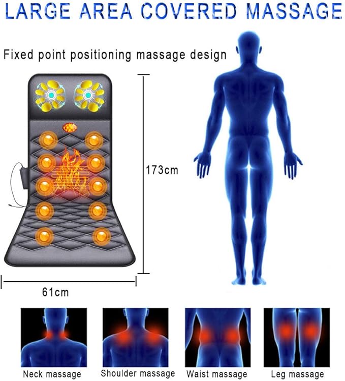 Shiatsu Back Massager with HeatMassage MatMassage Mat for Full Body26 Massage Head Mattress Pad for Neck Back Legs Relieve Fatigue and Soreness Heating Pad