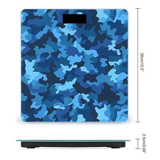 Blue Camo Scale for Body Weight High Precision Digital Weight Scales with LCD Display Anti-Slip Sturdy Slim Tempered Glass Bathroom Scale for Home Use