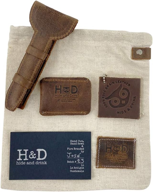 Hide &amp Drink Leather Safety Razor Case &amp Razor Head Protective Sheath - Shaving Travel Pouch - Handmade