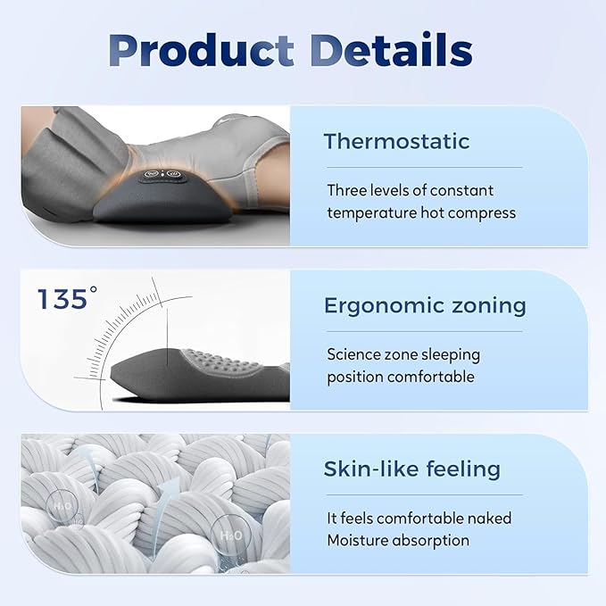 Triple Fusion Back Massager Upgraded 3 in 1 Neck Shoulder Electric Backs Massagers with Traction Vibration &amp Heat (Dark Gray)