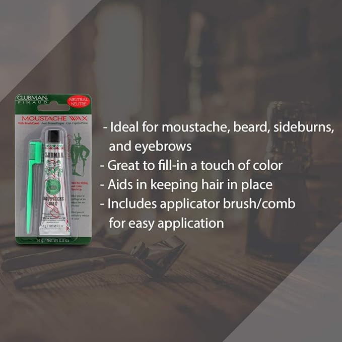 Clubman Moustache Wax Neutral 0.50 oz (Pack of 8)