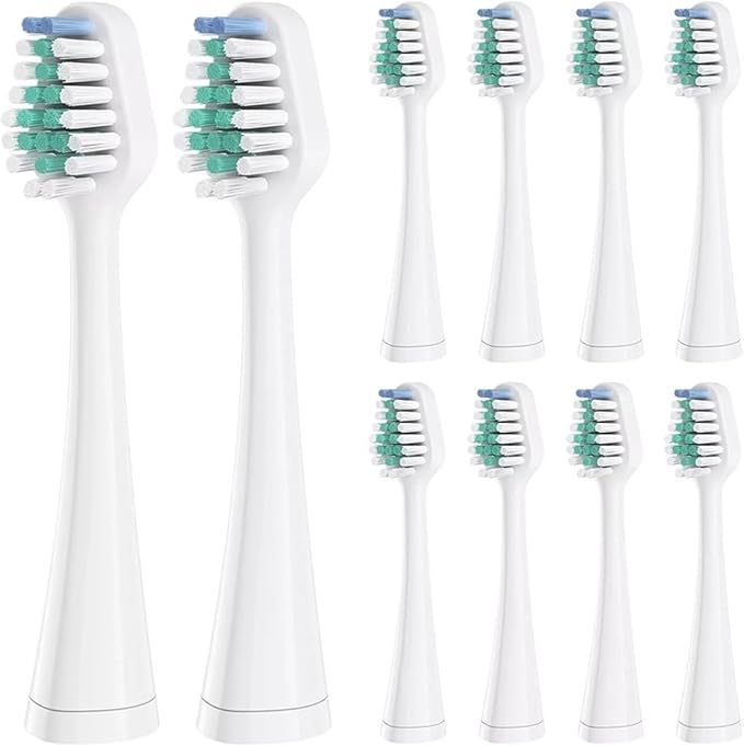 10pcs Replacement Toothbrush HeadsCompatible for Waterpik Bristle Soft Nozzles(10pcs White Green)