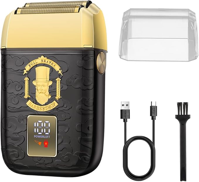 HIENA PRO Professional Foil Shaver for Men Double Electric Foil Trimmer Cordless Bald Head Precision Trimmer Electric Razor Rechargeable with USB Gifts for Men (BGGM)