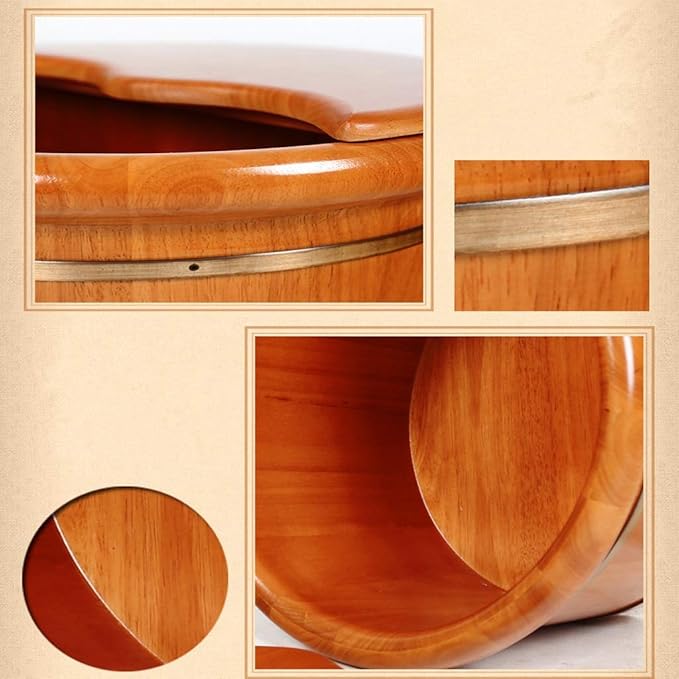 Wood Foot Bath Bucket Foot Bath Barrel Adult Wooden Foot Basin Super Insulation to Promote Blood Circulation Oak with Lid Foot Barrel26cm
