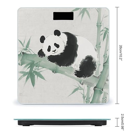 Panda Bamboo Scale for Body Weight Sturdy Tempered Glass Weighing Scales with LCD Display Accurate Digital Bathroom Scale Convenient Body Fat Smart Scales Easy Read
