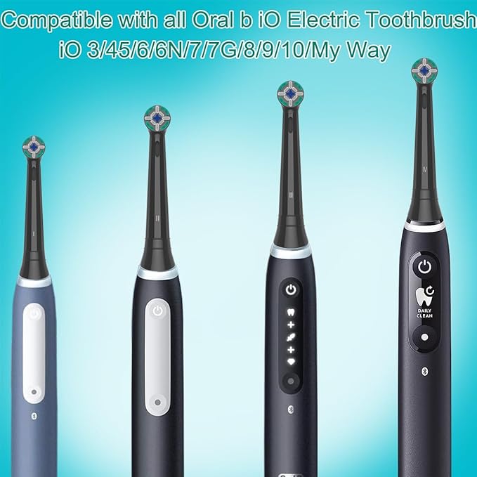 Replacement Heads Compatible with Oral B iO Electric Toothbrush Soft Toothbrush Heads Fit for Oral-B iO 2/3/4/5/6/7/8/9/10 Series with Covers Black 8pcs