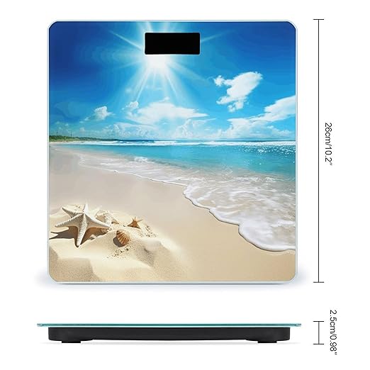 Bright Sunshine Summer Beach Weight Scale for Body Weight Digital Bathroom Scale High Capacity Accurate Digital Weighing Scales and Easy-to-Read on Backlit LCD Display Scales