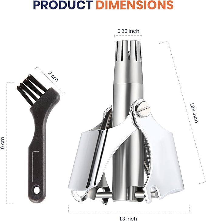Stainless Steel Manual Nose Hair Trimmer for Men and Women | Manual Nose and Ear Hair Trimmer | Nose Clippers 360° Rotating Hair Trimmers | Washable Nosehair Remover - Pack of 3