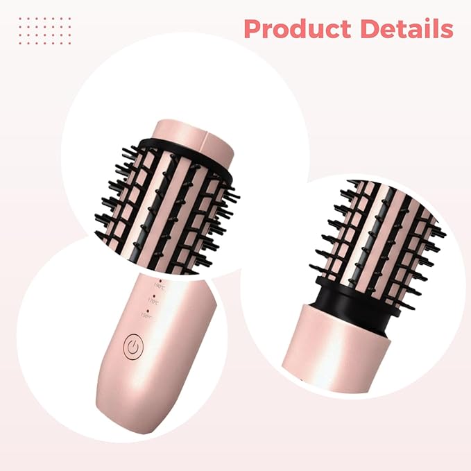 Cordless 2 in 1 Hair Straightener and Curler Portable Brush with Ceramic Coating 2000Mah Rechargeable Battery Adjustable Temp Quick Type-C Charging Great for Travel and Daily Styling