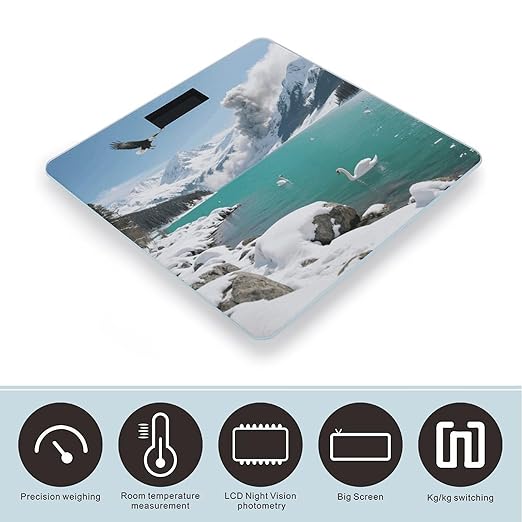 Alpine Lake View Scale for Body Weight Sturdy Tempered Glass Weighing Scales with LCD Display Accurate Digital Bathroom Scale Convenient Body Fat Smart Scales Easy Read