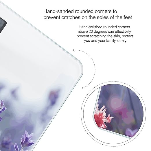Lavender Flower Background with Butterflies And Flowers Scale for Body Weight Digital Bathroom Scale Precision Smart Weighing Scales with Clear LED Display Accurate High Precision Scales Weighing Mach