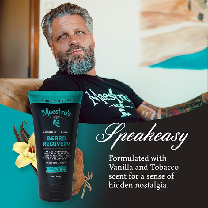 Maestro's Classic Beard Recovery Tube – Mark of a Man Blend | Beard Moisturizer for All Hair Types | Hydrating Soothing &amp Softening Beard Conditioner for Men 8 Ounce