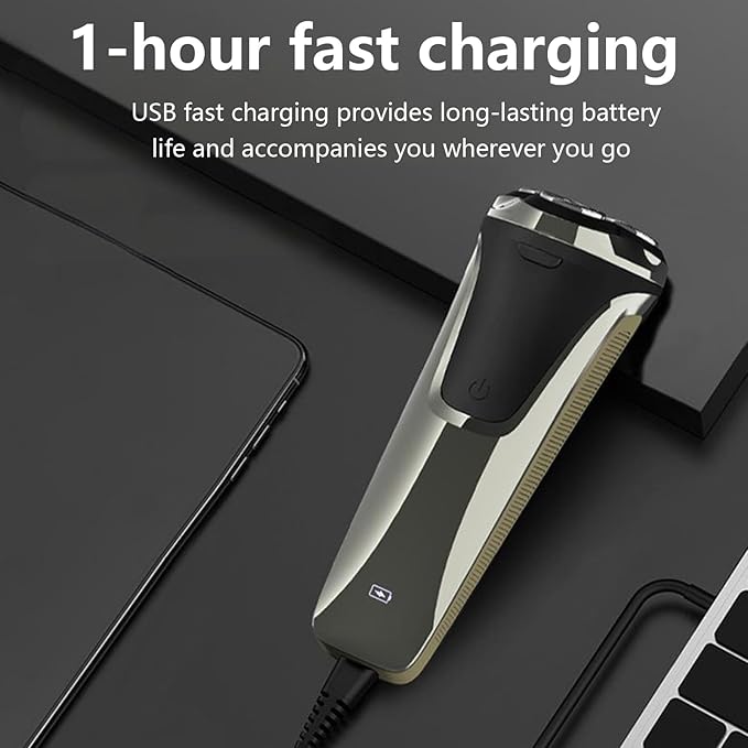 Electric Razor for Men4D Floating Head Rotary Electric RazorIpx7 Waterproof Shavers for Men Wet &amp Dry Shaver with LCD Display&amp Quiet Motor (Black)