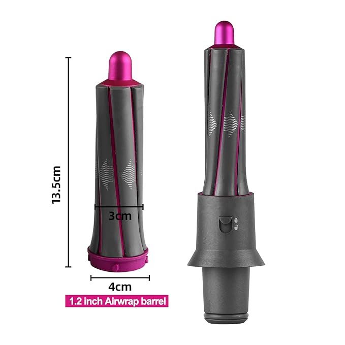 1 Pair Short Hair Curling Barrels for Dyson Supersonic Hair Dryer Curling Attachment 1.2 inch Automatic Curling Parts with Adapter for Multi Short Hair Styles