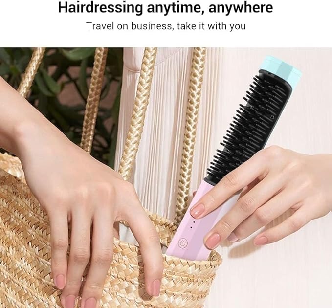 WJREGG 2 in 1 Hair Straightener Brush Professional Hot Comb Straightener for Wigs Hair Curler Straightener Comb Styling Tools