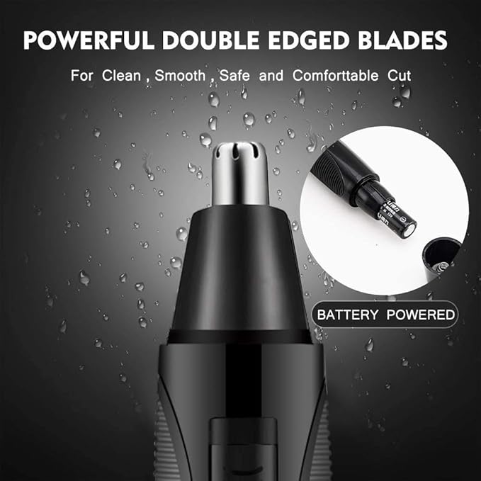 Ear and Nose Hair TrimmerPainless Eyebrow &amp Facial Hair Trimmer for Men Women Water Resistant Nose Hair Remover Battery-Operated