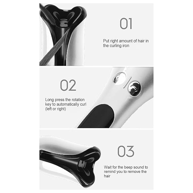 Automatic Curling Iron Wand with LED Display Constant Temperature Hair Curler Double Insulated Design Safety Auto Shut Off Ceramic Barrel Curling Iron White(US)