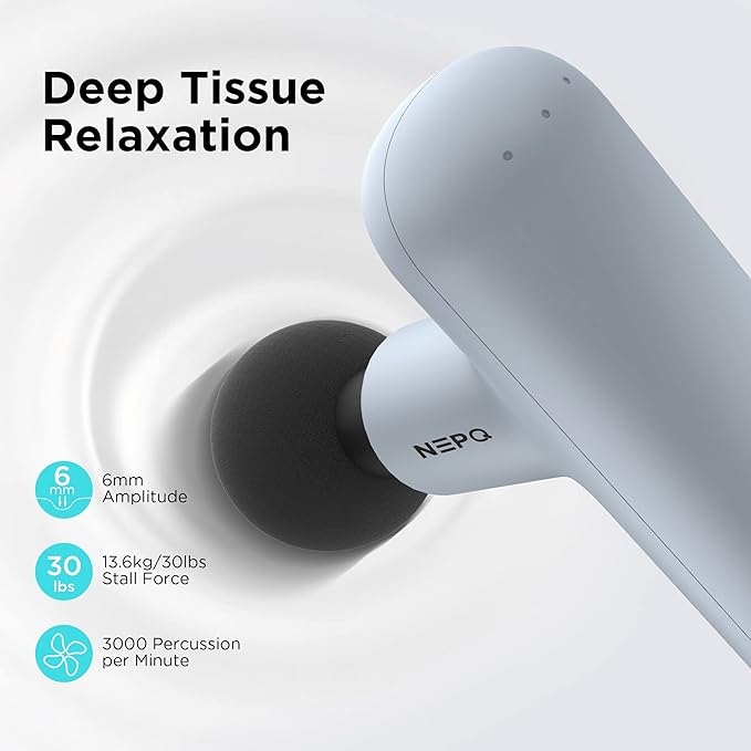 Mini Massage Gun SK6 Fascial Gun Portable Deep Tissue Percussion Muscle Back Head Massager for Pain Relief with 4 Massage Heads 4 Speed High-Intensity Vibration Rechargeable (Gray)