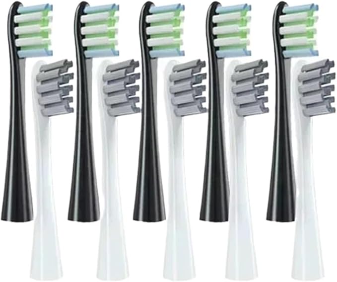 Compatible for Oclean One/ Air2 /SE/X/X PRO/ Z1/ F1 Electric Toothbrush Head 10 Pcs Replaceable Brush with Independent Package(5Black5Gray)