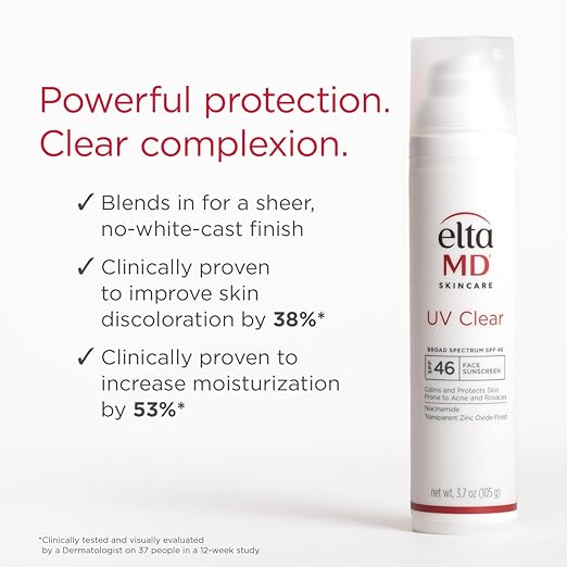 EltaMD UV Clear Tinted Face Sunscreen SPF 46 Oil Free Sunscreen for Sensitive Skin with Zinc Oxide Dermatologist Recommended
