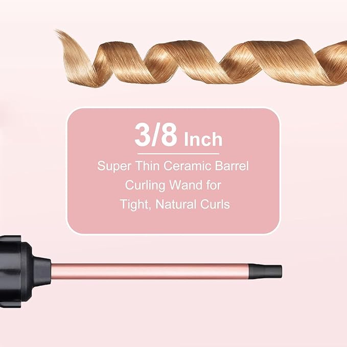 3 in 1 Curling Iron Set Hair Curling Wand Set with 3 Interchangeable Ceramic Curling Barrel(0.35”-1.25”) Instant Heat Up Dual Voltage Hair Curler Beach Waves Include Glove