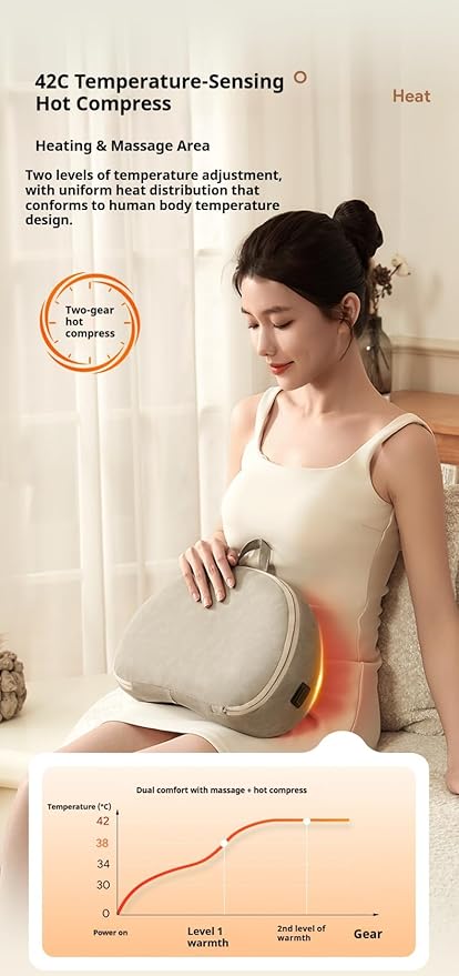 Back and Neck Massager with Heat 3D Deep Tissue Kneading Cordless Rechargeable Electric Massage Pillow for Muscle Pain Relief Use at Home Car Office Give Gifts to Parents (Navy Blue)