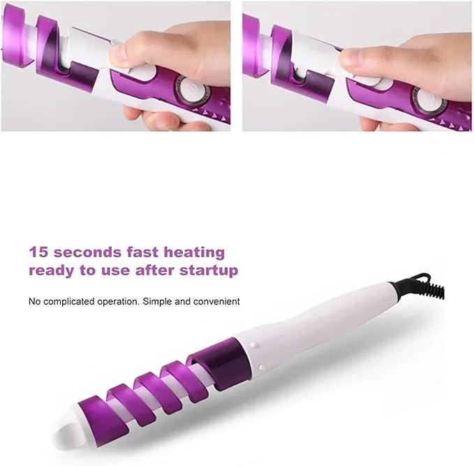 Automatic Spiral Hair Curling Iron Wave Hair Stick Spiral Easy-to-use Curling Wand Long-Lasting Salon-Quality Curls and Waves (Color : Green)