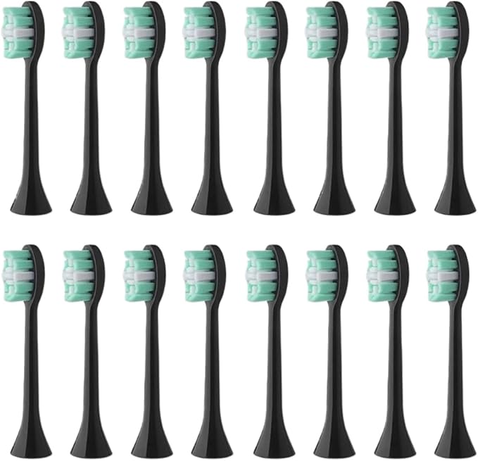 Replacement Toothbrush HeadsCompatible for Lenovo B002DC/B009DC/B001 Cleaning Whitening4-16pcs(16pcs Black)
