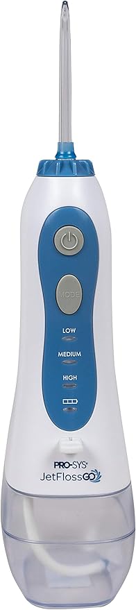 PRO-SYS JetFloss GO Cordless Water Flosser Rechargeable Portable Dental Oral Irrigator - 3 Modes Waterproof- Perfect for Everyday use Orthodontic Brackets veneers and More!