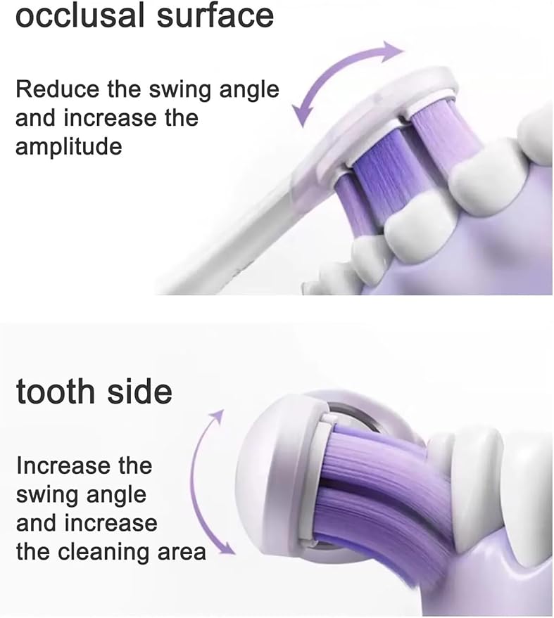 4PCS Replacement Brush Heads ForCompatible for Xiaomi Oscillation Electric Toothbrush Pro Mijia MES610 MES609 Head Soft Bristle(Purple)