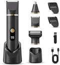 Beard Trimmer for Men IPX7 Waterproof Body Hair Trimmer Electric Razor Shaver Body Grooming Kit Wet/Dry Use for Groin Nose Ear Hairs Beard Legs Chest (Black)