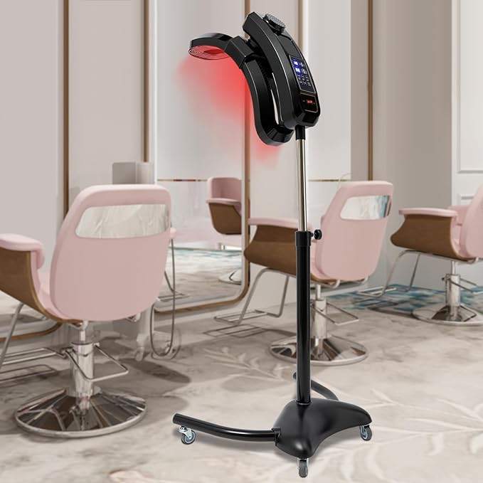 3 in 1 Professional Orbiting Hair Dryer110V Hair Color Processor with Adjustable Height 55.12-64.96inStanding Salon Hair Dryers with Wheels for SalonBlack (Black-13)