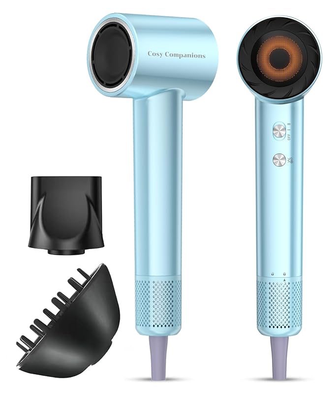 Cosy Companions High Speed Ionic Hair Dryer 150000 RPM Fast Drying Blow Dryer with 500 Million Negative Ions Lightweight with Heat Protection for Women &amp Men Professional Salon Dryer Blue