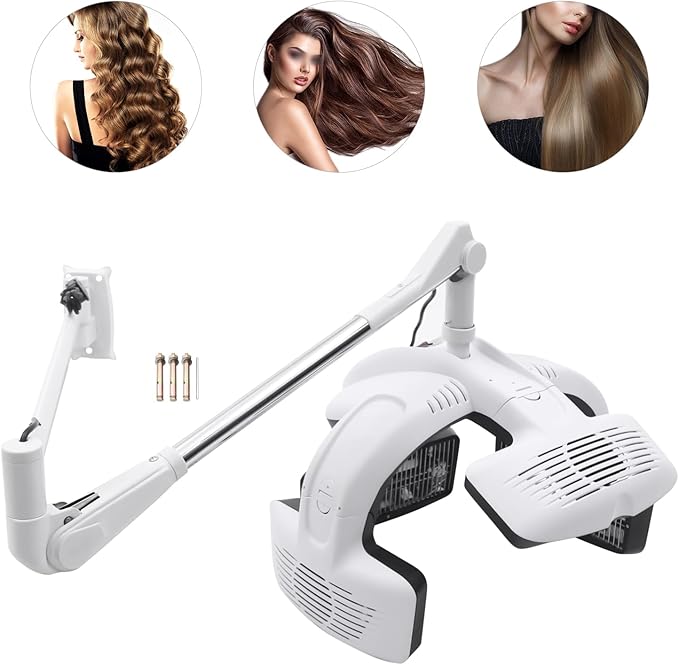 Hair Salon Dryer Wall Mounted Professional Hooded Dryer Multifunctional Adjustable Salon Equipment with LCD Panel and Heating Plate Temperature and Time Controllable Hairdressing Dyer