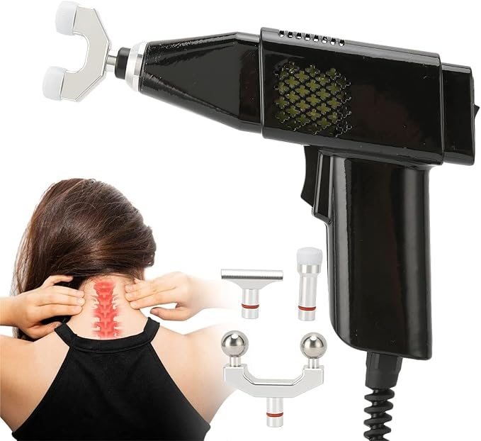 3-Level Chiropractic Adjustment Adjustment Tool Electric Spine Chiropractor Massage Gun Deep Tissue Percussion Muscle Massager(Black)