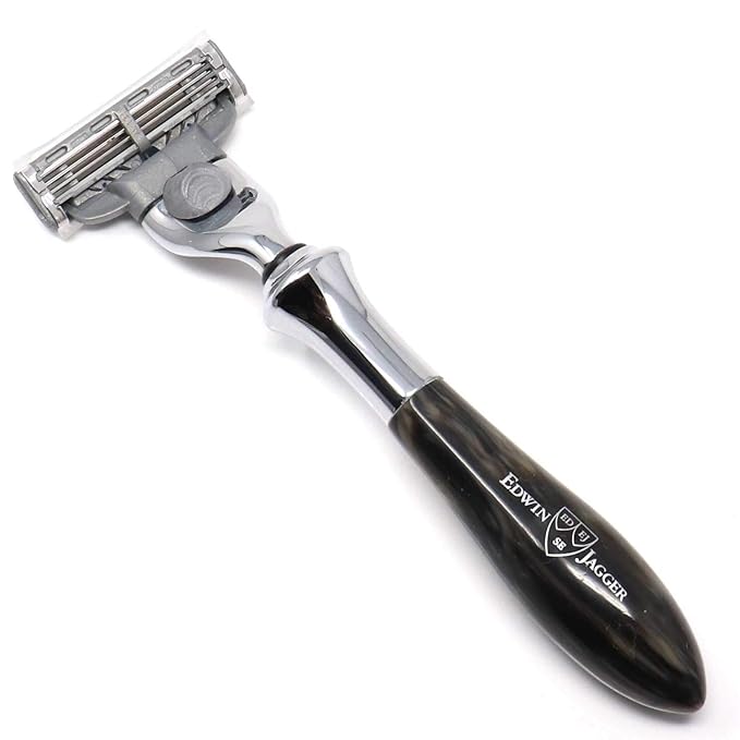 Edwin Jagger Plaza Imitation Black Marble Handle For A Gillette Mach3 Razor Cartridge (Imitation Black Marble)